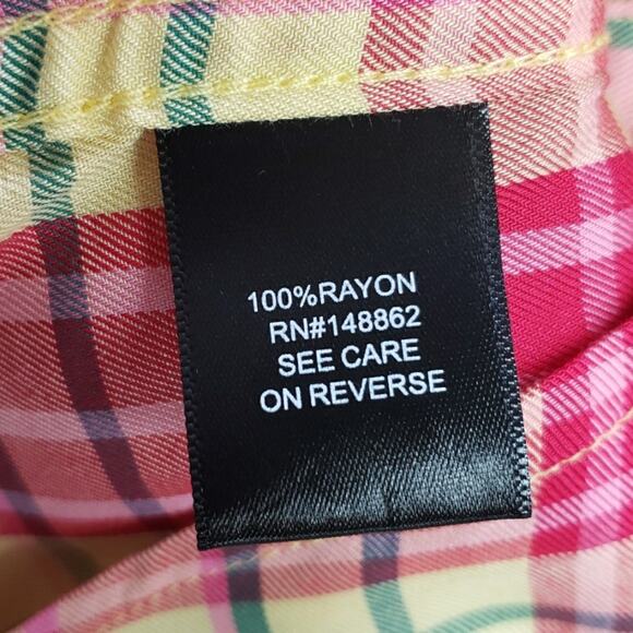 Torrid Pink and Yellow Plaid Button Down Shirt - Picture 7 of 13